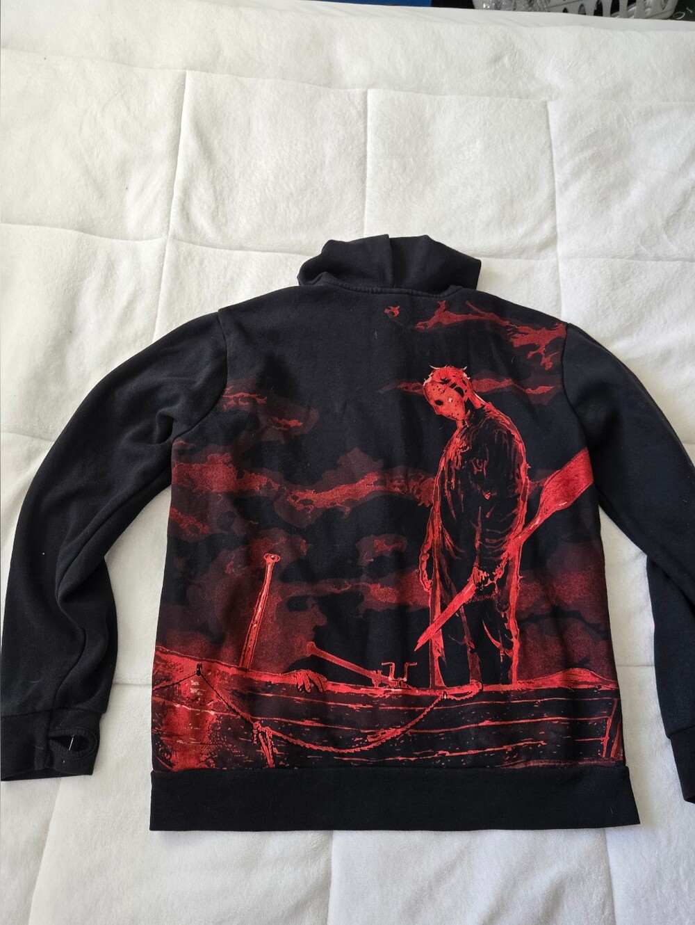 Friday The 13th Hoodie Mens Medium Black Jason Voorhees Zip Up Graphic Sweatshir